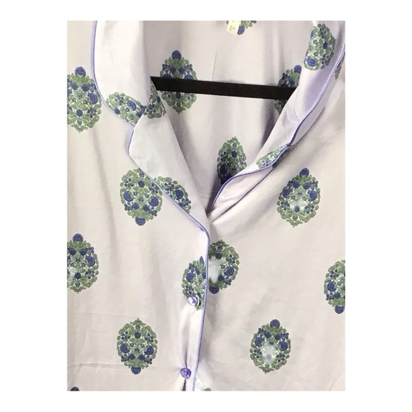 Flora Nikrooz White and Green Pajama Set with Classic Piping Lissette Large - Picture 3 of 7